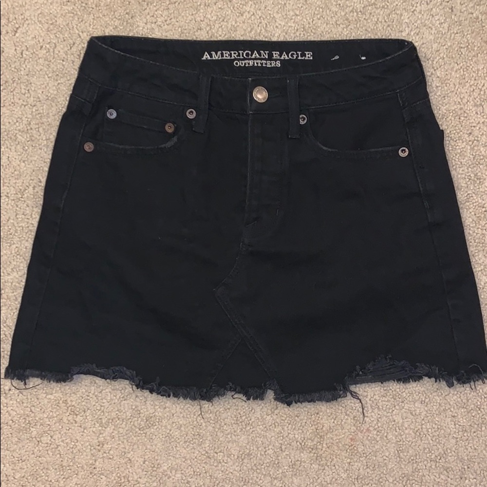 Black denim skirt